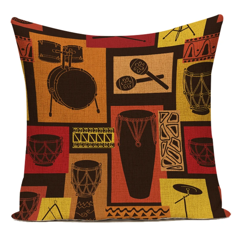 Musical Instrument In Africa - Poszewka na poduszkę Retro African Woman